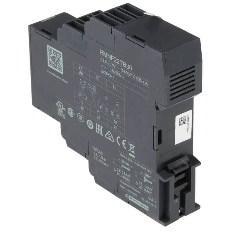 Schneider Electric Monitoring Relay, 3 Phase, 0 V AC Monitor Range, DPDT Contact Configuration, DIN Rail Mount, 8 RMNF22TB30