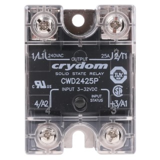 Crydom CW24 Series Solid State Relay, 25 A Load Current, Panel Mount, 280 Vrms Load Voltage, 32 V Control Voltage CW24