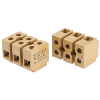 Weidmüller SAK Series Non-Fused Terminal Block, 3-Way, 10AWG, 22 AWG Wire, 41A Screw Mount 7906230000
