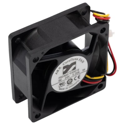 ARX CeraDyna Series Axial Fan 24 V dc 59.6 m³/h Air Flow 4.8 W Power 200 mA Max Current IP20 60 mm 60mm 25 mm 