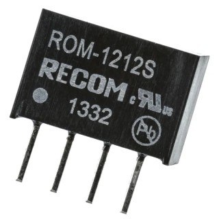 Recom Unregulated Isolated DC/DC Converter Through Hole SIP Micro Package 12V DC Output 83mA ROM-1212S