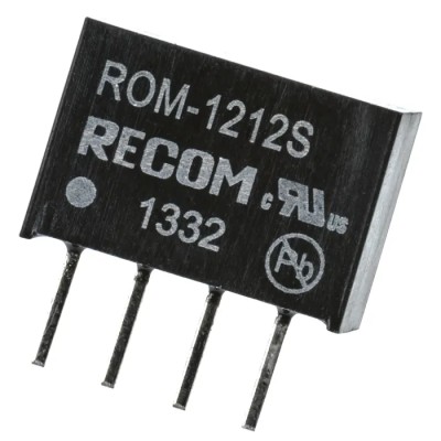Recom Unregulated Isolated DC/DC Converter Through Hole SIP Micro Package 12V DC Output 83mA ROM-1212S