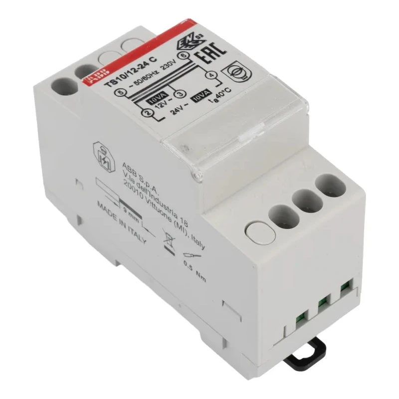 ABB 19 VA Bell Transformer, 12 to 24 V AC Secondary, DIN Rail Mount, 65x45x65 mm, Series TSC 2CSM228555R0812 TS10/12-24 C