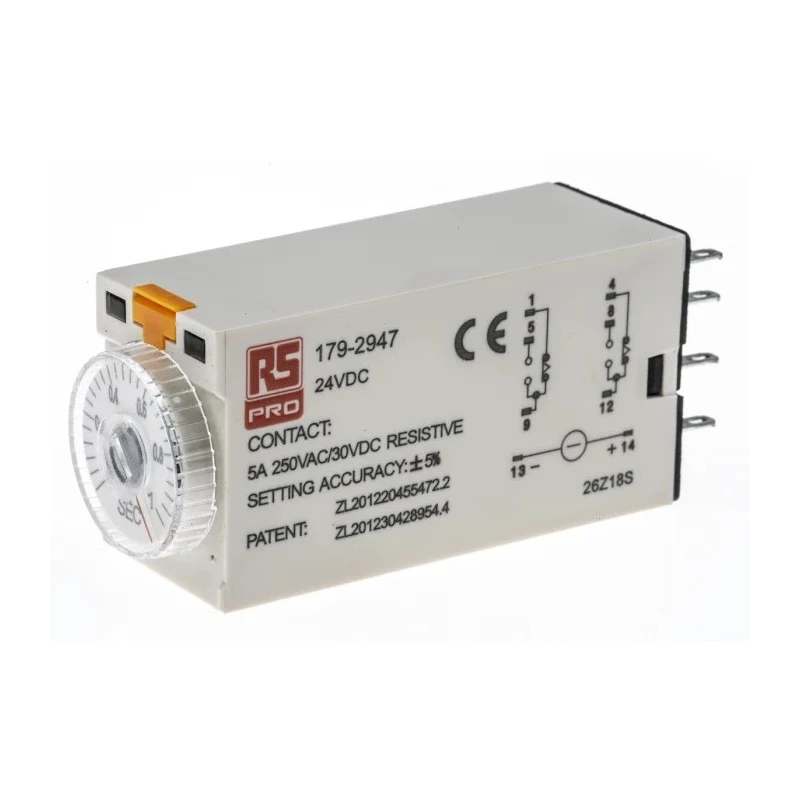 RS PRO Timer Relay 2-Contact DPDT, On Delay, 24 V DC/AC, 0.1 to 1 s, 8-Pin, Series TKB 179-2947