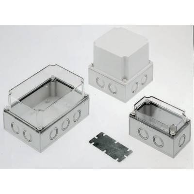 Fibox Grey Transparent Lid Polycarbonate Enclosure IP66 IP67 IK08 100mm x 130mm x 130mm PCM 125/100 T ENCLOSURE