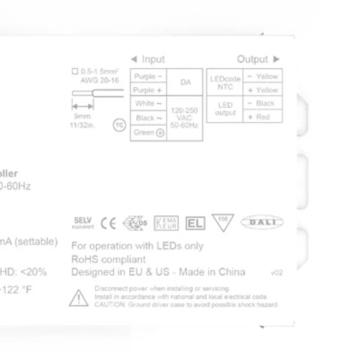 eldoLED 1 Output LED Driver, 2 V to 55 V, 30 W, 350 mA Constant Current, DALI2 Dimming EC0360S3
