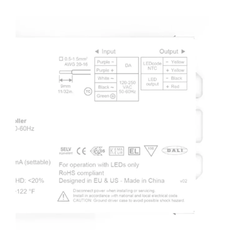 eldoLED 1 Output LED Driver, 2 V to 55 V, 30 W, 350 mA Constant Current, DALI2 Dimming EC0360S3