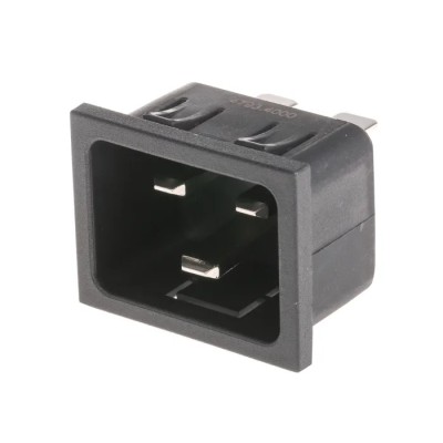 Schurter C20 Straight Snap-in IEC Connector 250V 20A Male 4793.4000