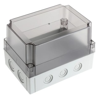 Fibox Polycarbonate General Purpose Enclosure Grey with Clear Lid IP67, IP66, IK08 125mm x 180mm x 130mm 