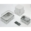 Fibox Grey Clear Lid Polycarbonate Enclosure IP67 IP66 IK08 125 mm Height, 180 mm Width, 180 mm Length 