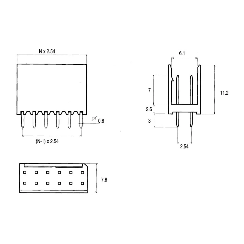 Wurth Elektronik 475 Series PCB Header 6 Contact, 2.54 mm Pitch, 2 Row, Shrouded 66100621622