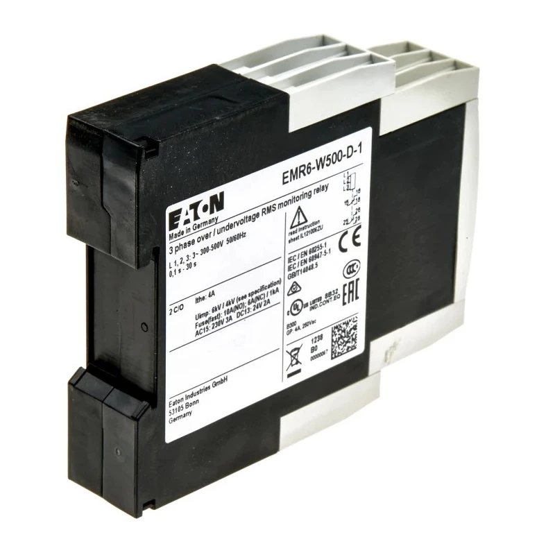Eaton Monitoring Relay 3 Phase 300/500 V ac Monitor Range 2 CO Snap 184779 EMR6-W500-D-1