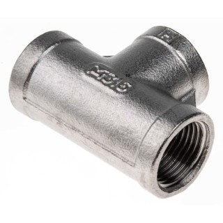 RS PRO Stainless Steel Pipe Fitting Circular Tee Female 3/8 in x Female 3/8 in x Female 3/8 in 499-2896