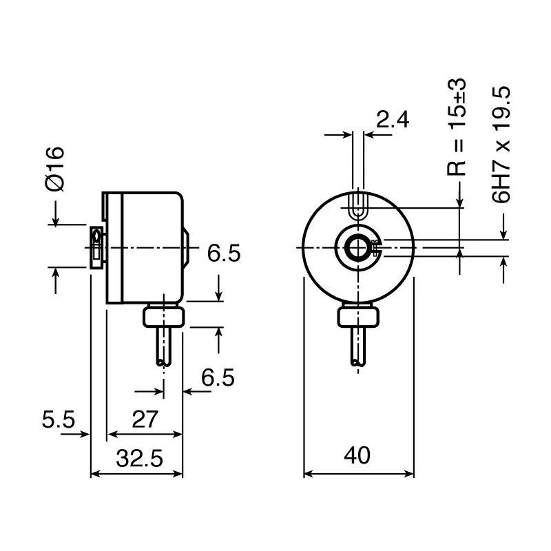 Baumer BHK Series Optical Incremental Encoder 30V dc, 500 ppr, HTL/Push Pull Signal, Hollow Type, 6 mm BHK 16.24K500-B6-5