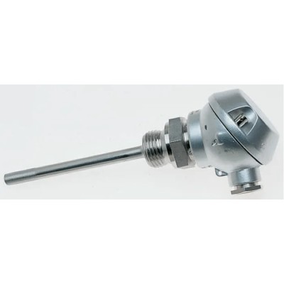 Jumo PT100 RTD Sensor 6 mm Diameter, 100 mm Length, 2 Wire, Stainless Steel Probe, Connection Head, Max 400°C PT100