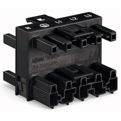 WAGO 770 Series Distribution Block Male/Female, 5-Pole, 25A, 4-Way, 400V 770-609