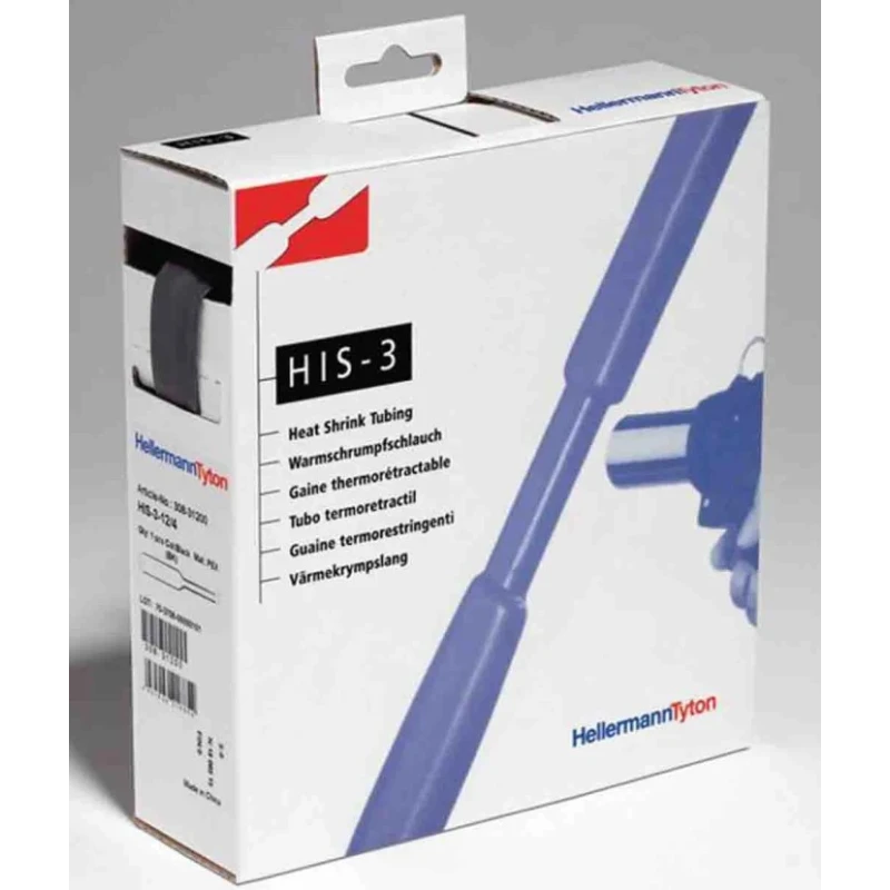 HellermannTyton Heat Shrink Tubing Black 25.4 mm Sleeve Diameter 3m Length 3:1 Shrink Ratio 308-32400 HIS-3-24/8-PO-X-BK