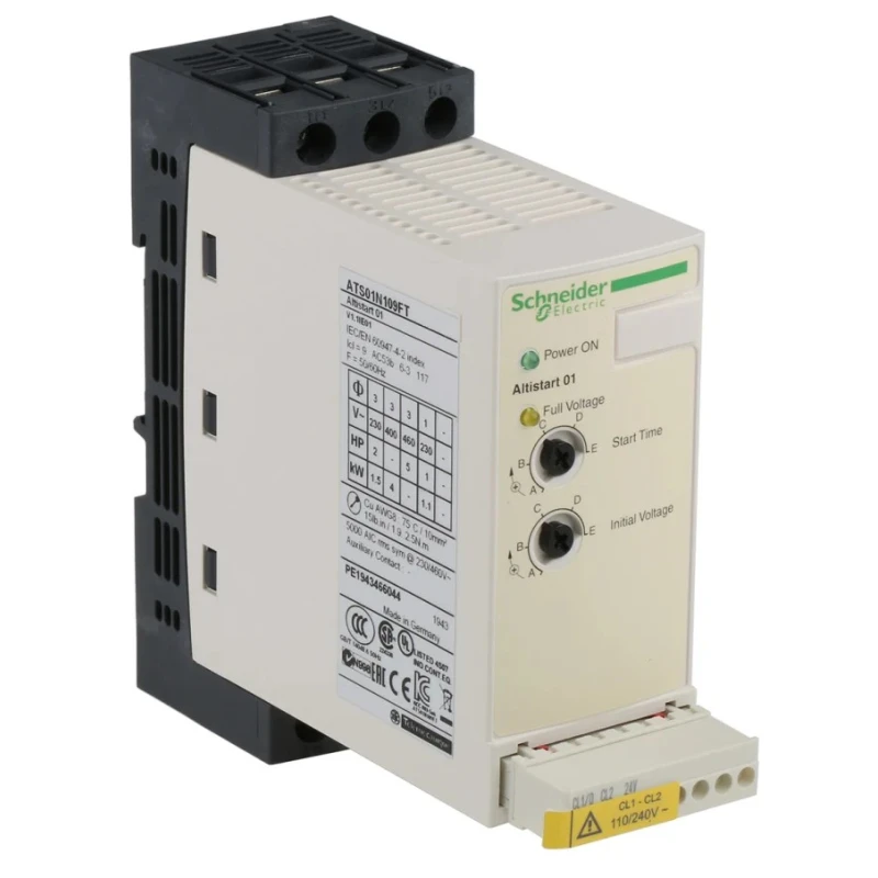 Schneider Electric Altistart Soft Starter 480V AC, 4 kW, 3 Phase, DIN Rail Mount, IP20 ATS01N109FT