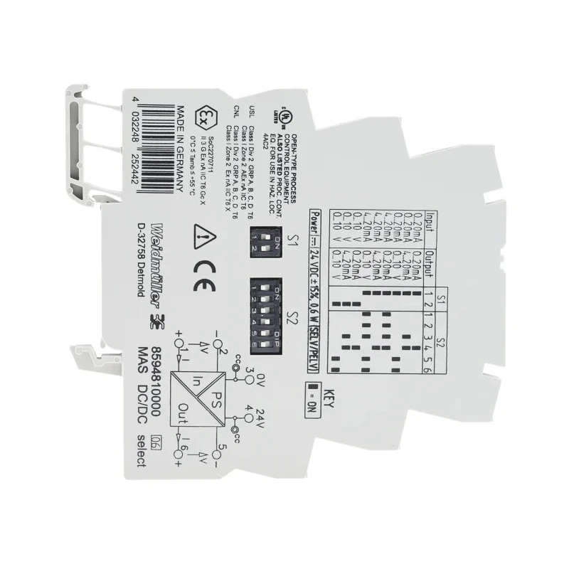 Weidmüller ACT20X Series Signal Conditioner, Current/Voltage Input, Current/Voltage Output, 24V DC Supply ACT20X