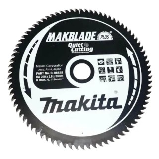 Makita Circular Saw Blade 250mm Diameter 80 Teeth Tungsten Carbide Tooth Alternate Top Bevel 15° Rake Angle 30mm B-08838