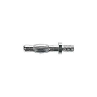 Schutzinger Silver Male Banana Plug, 4 mm Connector, M4 Thread Termination, 33 V AC, 70 V DC, 32A, Nickel Plating FK 1209 Ni