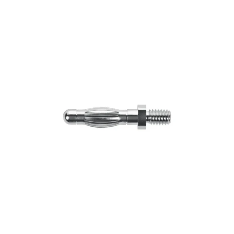 Schutzinger Silver Male Banana Plug, 4 mm Connector, M4 Thread Termination, 33 V AC, 70 V DC, 32A, Nickel Plating FK 1209 Ni