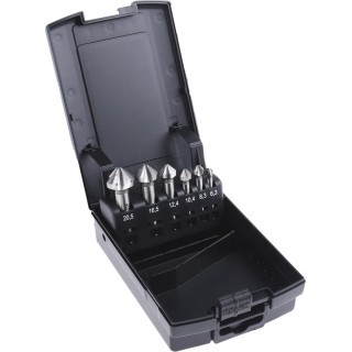 EXACT High Speed Steel Countersink Drill Bit Set 3 Flute 90° Angle 6 Pieces 10mm Shank Diameter 05527
