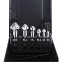 EXACT High Speed Steel Countersink Drill Bit Set 3 Flute 90° Angle 6 Pieces 10mm Shank Diameter 05527