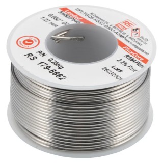 RS PRO 1.2 mm Lead Solder Wire, 183 °C Melting Point, 40% Lead, 60% Tin, Rosin Flux 179-6662