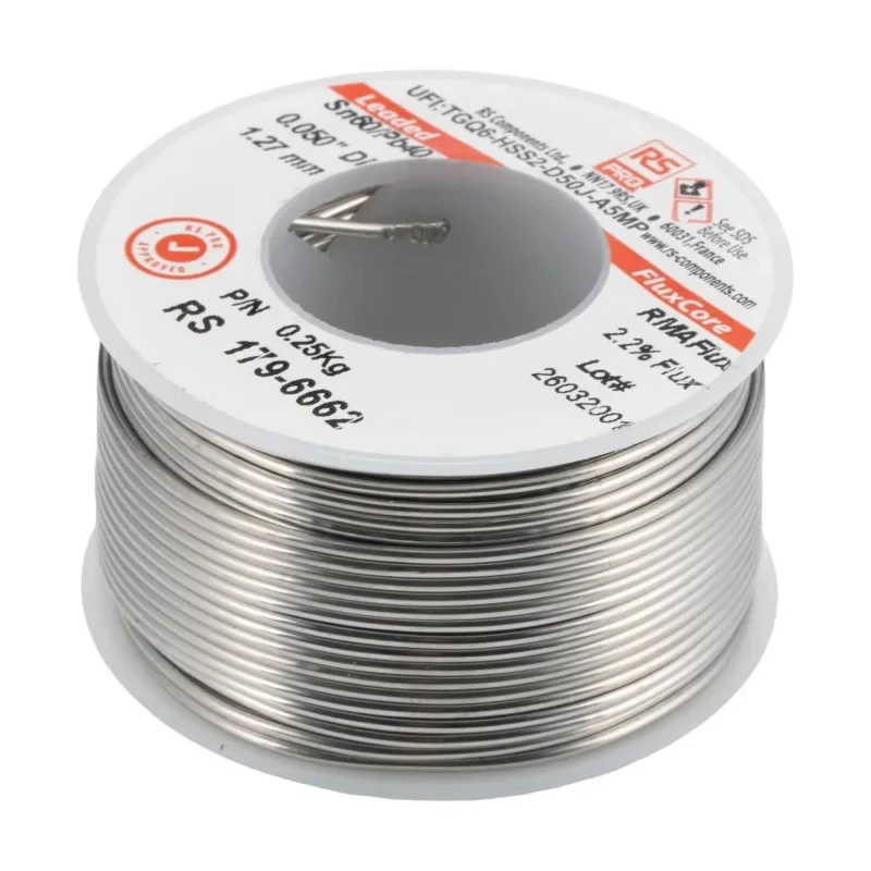 RS PRO 1.2 mm Lead Solder Wire, 183 °C Melting Point, 40% Lead, 60% Tin, Rosin Flux 179-6662
