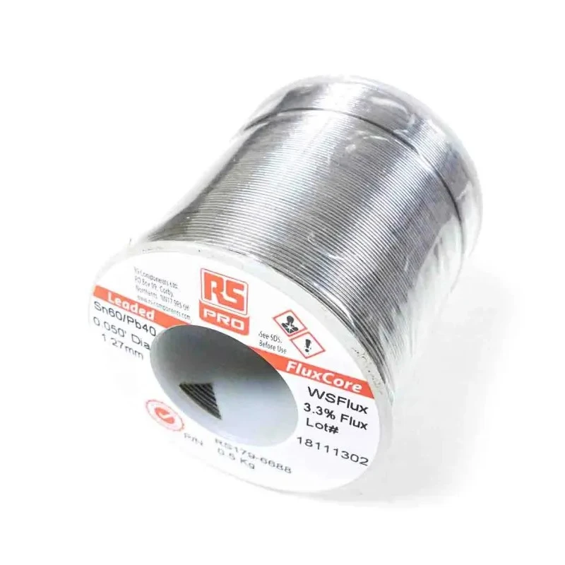 RS PRO Lead Solder Wire 0.7 mm Diameter 40% Lead, 60% Tin, 183°C Melting Point 179-6686