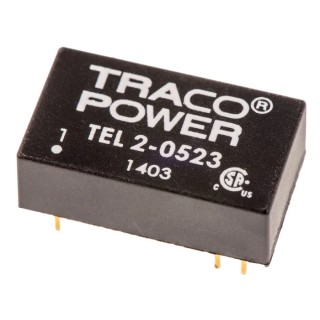 TRACOPOWER Isolated 2W Regulated DIP-16 PCB Mount DC/DC Converter 15V / 65mA, Input 4.5-9V, 6-Pin TEL 2-0523