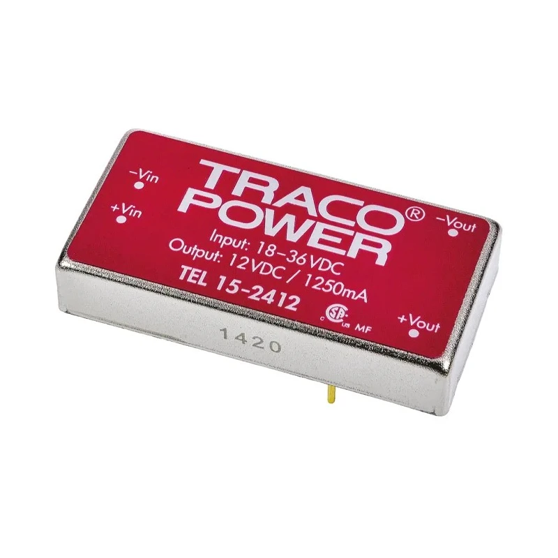 TRACOPOWER 15W Regulated Isolated DC/DC Converter, 12V DC 1.25A, 18V-36V Input, DIP Package, PCB Mounting TEL 15-2412
