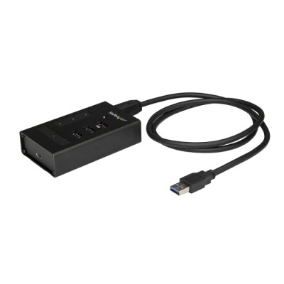 StarTech.com 4 Port USB 3.0 USB Hub AC Adapter Powered, Metal Enclosure 24mm x 60mm x 60mm HB30A3A1CST