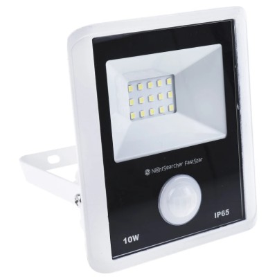 Nightsearcher Fast Star Range PIR Included Outdoor Floodlight, 1 LED, 10 W, 800 lm, Cool White 6000K, IP65 NSFASTSTAR10PIR
