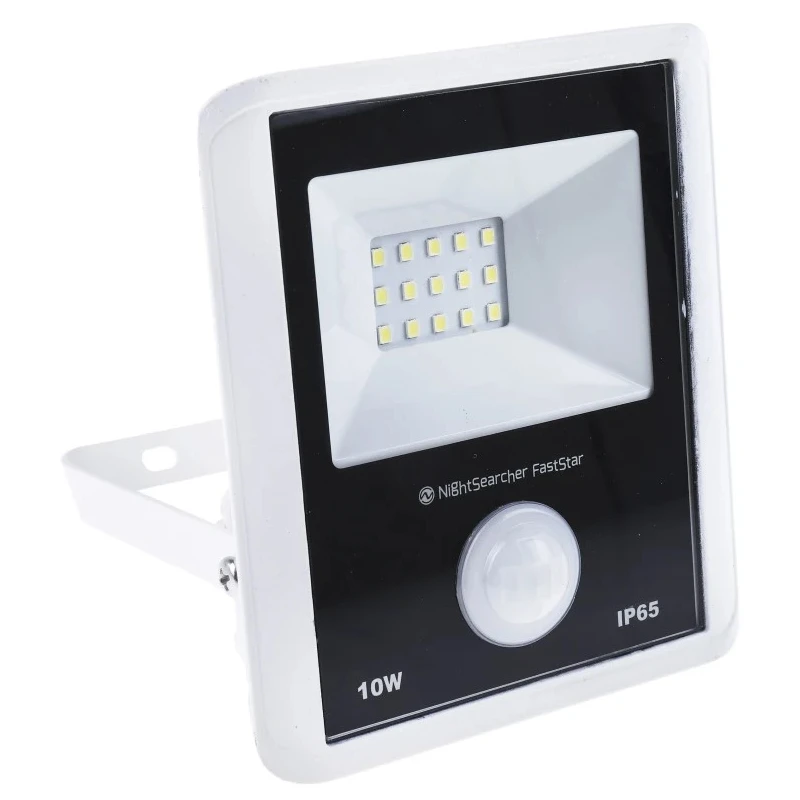 Nightsearcher Fast Star Range PIR Included Outdoor Floodlight, 1 LED, 10 W, 800 lm, Cool White 6000K, IP65 NSFASTSTAR10PIR