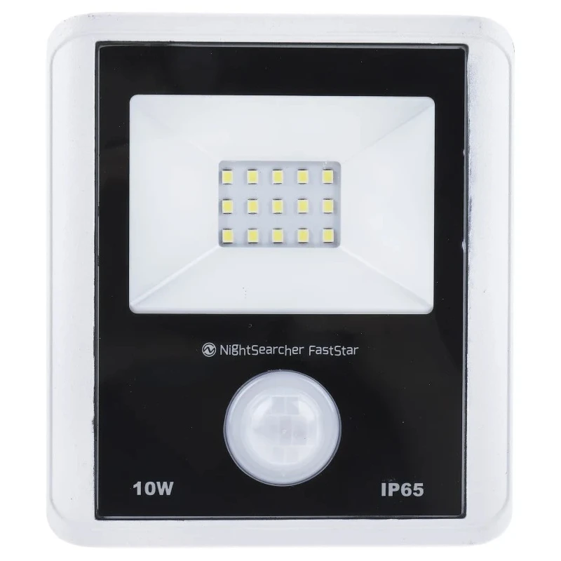 Nightsearcher Fast Star Range PIR Included Outdoor Floodlight, 1 LED, 10 W, 800 lm, Cool White 6000K, IP65 NSFASTSTAR10PIR