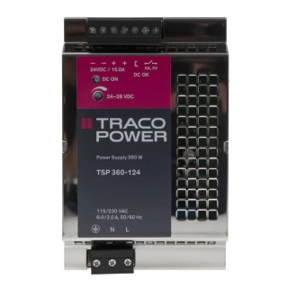 TRACOPOWER TSP Switched Mode DIN Rail Power Supply 360W 28V DC Output 15A 85–264V AC Input TSP 360-124