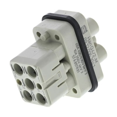 HARTING Heavy Duty Power Connector Insert 40A 690V Han Q Series Male 6 Contacts 09120063041
