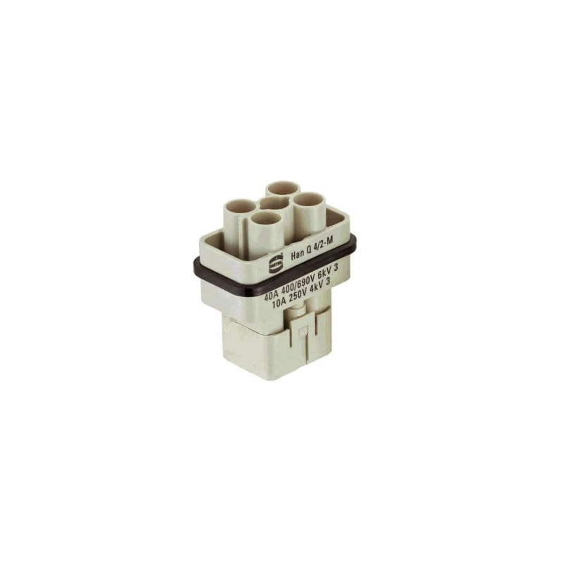 HARTING Heavy Duty Power Connector Insert 40A 690V Han Q Series Male 6 Contacts 09120063041