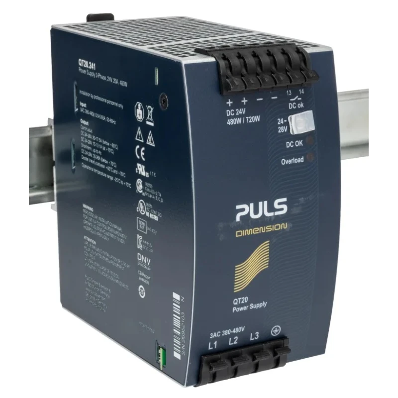 Phoenix Contact DIMENSION Switched Mode 3-Phase DIN Rail Power Supply 28V DC, 20A Output, 480W Power QT20.241