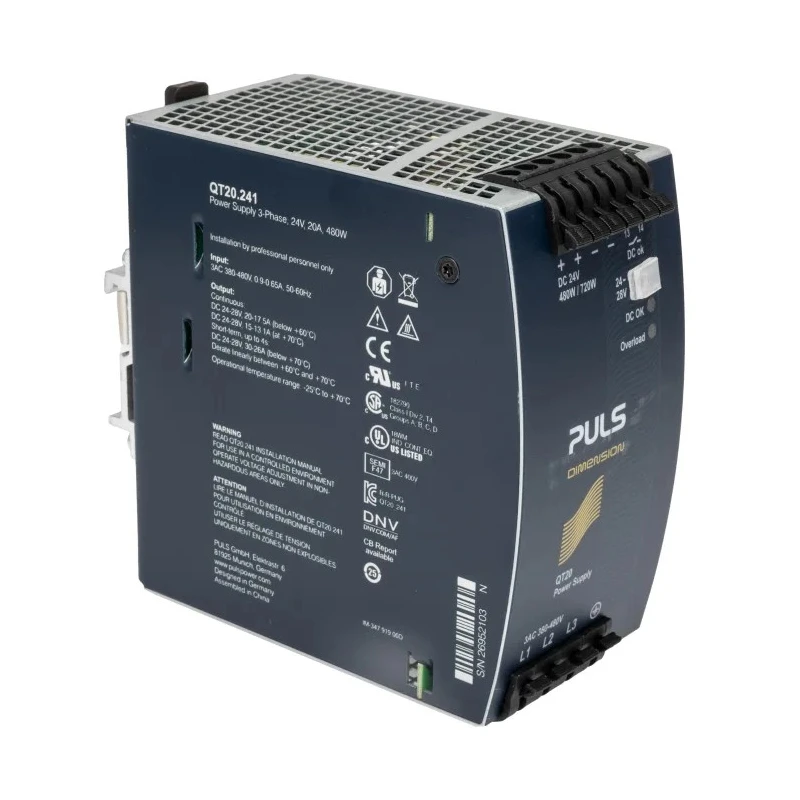 Phoenix Contact DIMENSION Switched Mode 3-Phase DIN Rail Power Supply 28V DC, 20A Output, 480W Power QT20.241