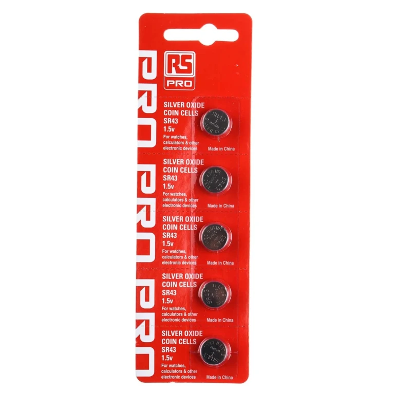 RS PRO Silver Oxide Button Battery, 1.55 V, 120 mAh, 11.6 mm Diameter, 4.2 mm Height, Pack of 5, Model 514-7700