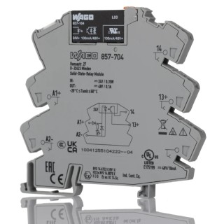 WAGO Solid State Relay 0.1 A Load, DIN Rail Mount, 48 V DC Load, 30 V DC Control 857-704
