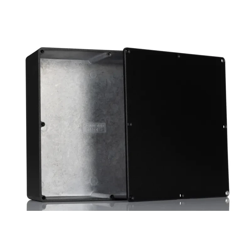 Hammond 1590 Series Black Lid Die Cast Aluminium Enclosure IP54 67mm x 188mm x 188mm 