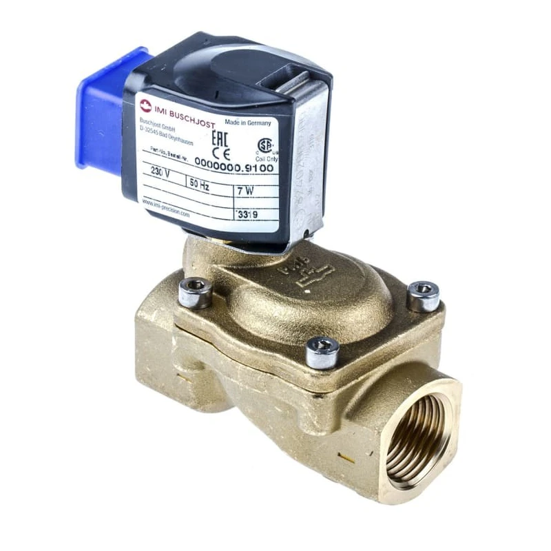 Buschjost Solenoid Valve, 2 Port, NC G 1/2 Brass Body, 230V AC, 16 Bar Max Pressure, 50mm Orifice Diameter 8240200.9101.23050