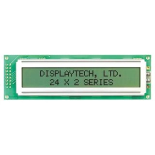 Displaytech Alphanumeric LED LCD Monochrome Display 2 x 24 Characters Yellow on Green 118 x 36 x 11 mm 242A-BC-BC