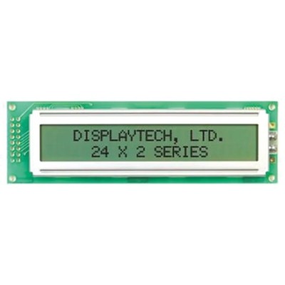Displaytech Alphanumeric LED LCD Monochrome Display 2 x 24 Characters Yellow on Green 118 x 36 x 11 mm 242A-BC-BC