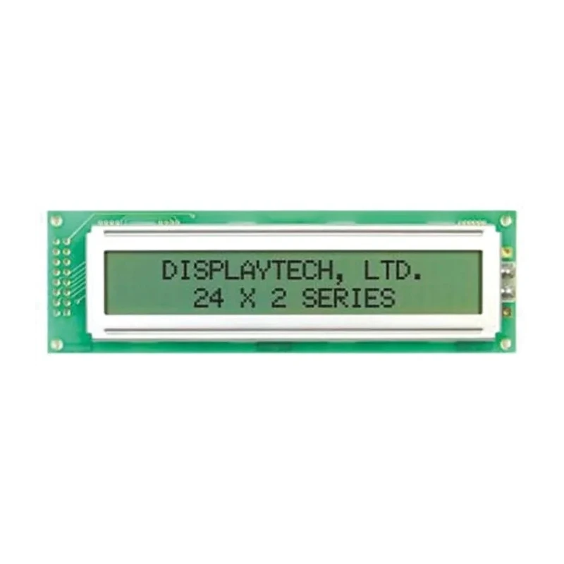 Displaytech Alphanumeric LED LCD Monochrome Display 2 x 24 Characters Yellow on Green 118 x 36 x 11 mm 242A-BC-BC
