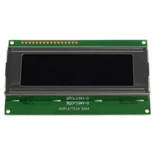 Displaytech Alphanumeric LED LCD Monochrome Display White on Black 4 x 20 Characters 204A-GC-BC-3LP